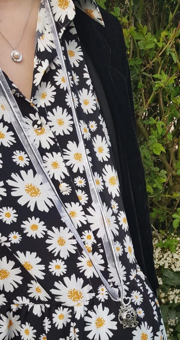 Bola de grossesse - chouette et perle d'harmonie noire