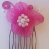 Peigne mariage - fleur organza rose fushia
