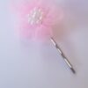 Épingle cheveux mariage - fleur organza rose clair