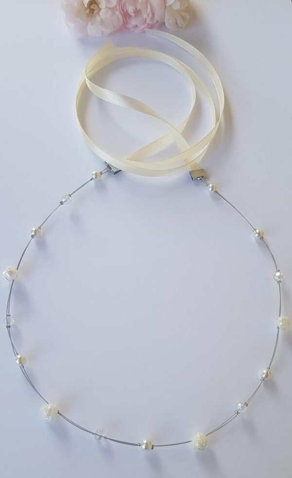 Headband - Roses et perles ivoires