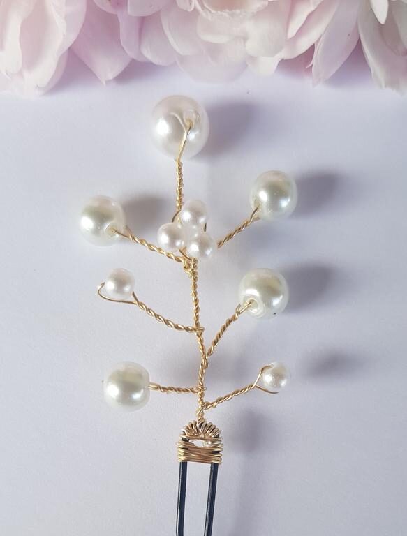 20200615_183950 Pic cheveux mariage - 1 branche torsade de perles blanches