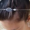 Headband inox fait main - Feuille argentée et perles d'imitation blanches. Calino Crea Headband inox fait main - Feuille argentée et perles d'imitation blanches. Calino Crea