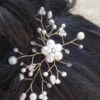 Vigne de cheveux mariage - fleur en perles blanches