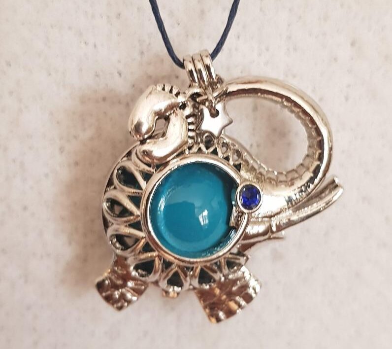 Bola de grossesse – éléphant et perle d’harmonie bleue turquoise