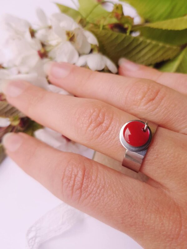 Bague artisanale inox personnalisable - sequin rond coloré et argenté