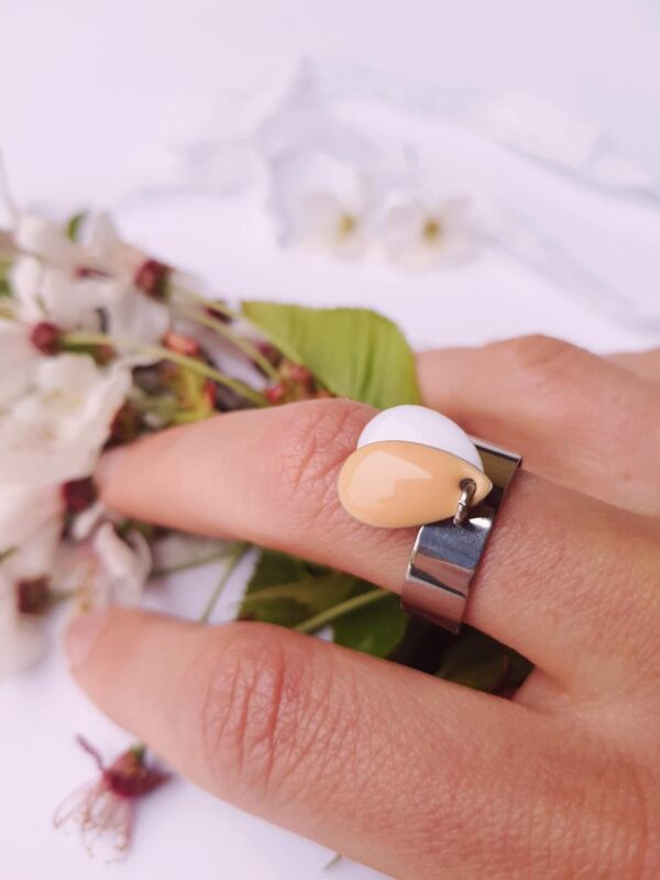 Bague artisanale inox personnalisable - double sequins gouttes colorés