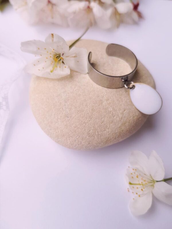 Bague artisanale inox personnalisable - sequin goutte coloré