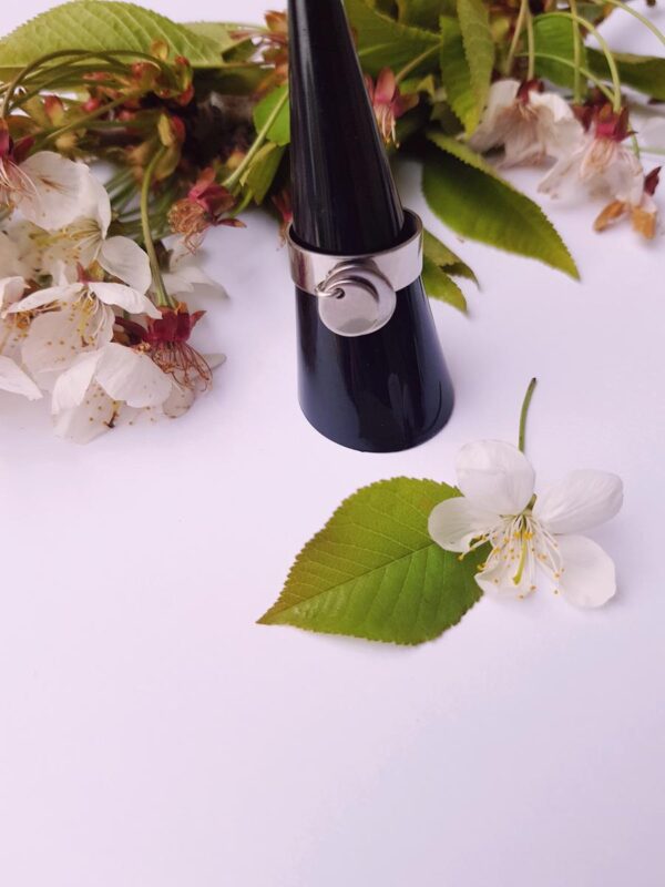 Bague artisanale inox - double sequins ronds argentés