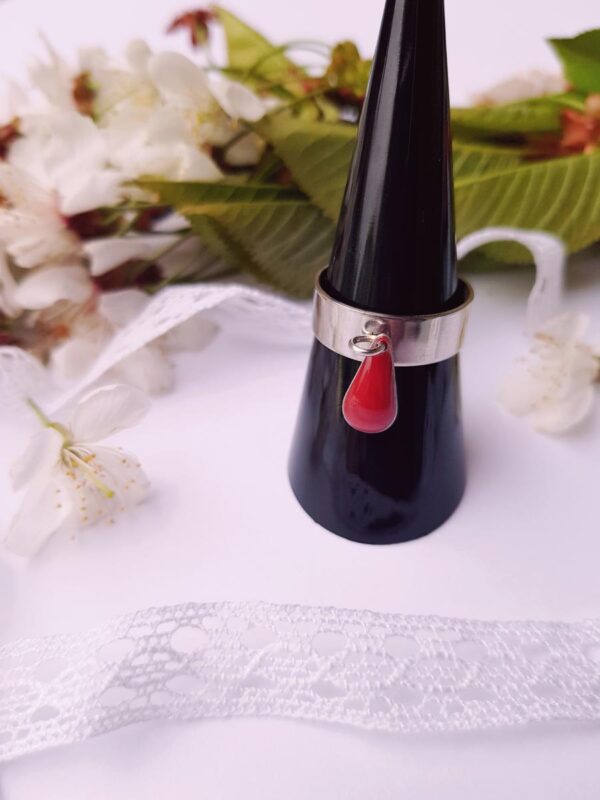 Bague inox artisanale - sequin émaillé goutte de couleur au choix Bague inox artisanale - sequin émaillé goutte de couleur au choix