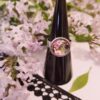 Bague artisanale inox - cabochon fleurs roses et toucan