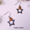 Boucles d'oreille inox avec étoiles argentées et sequins émaillés moutarde Boucles d'oreille inox avec étoiles argentées et sequins émaillés moutarde