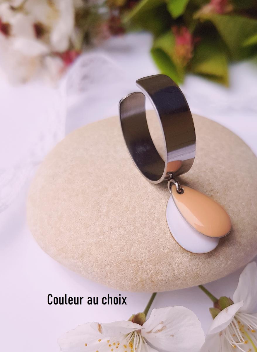 Bague inox personnalisable - double sequins grandes gouttes colorés