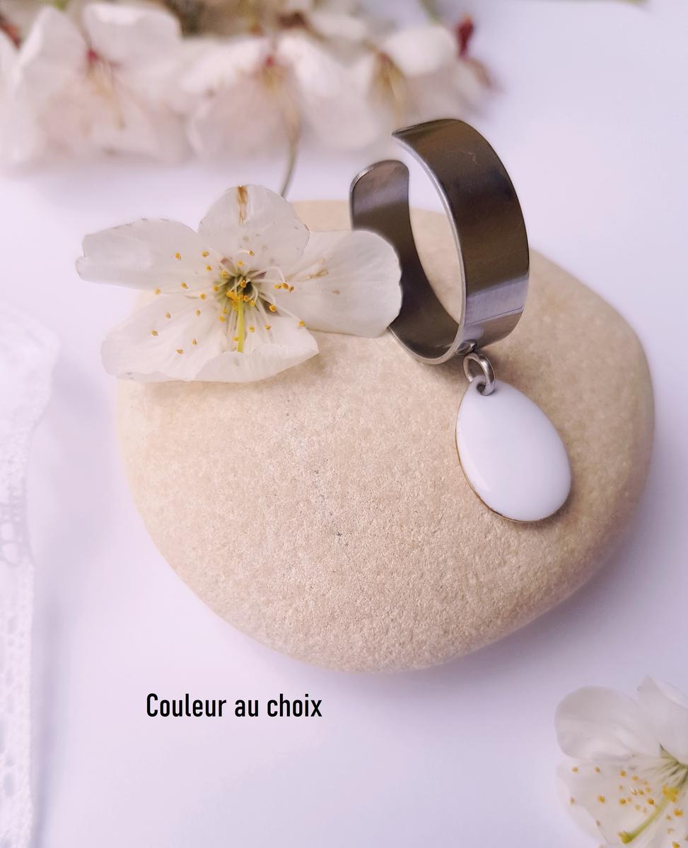 Bague artisanale inox personnalisable - sequin goutte coloré