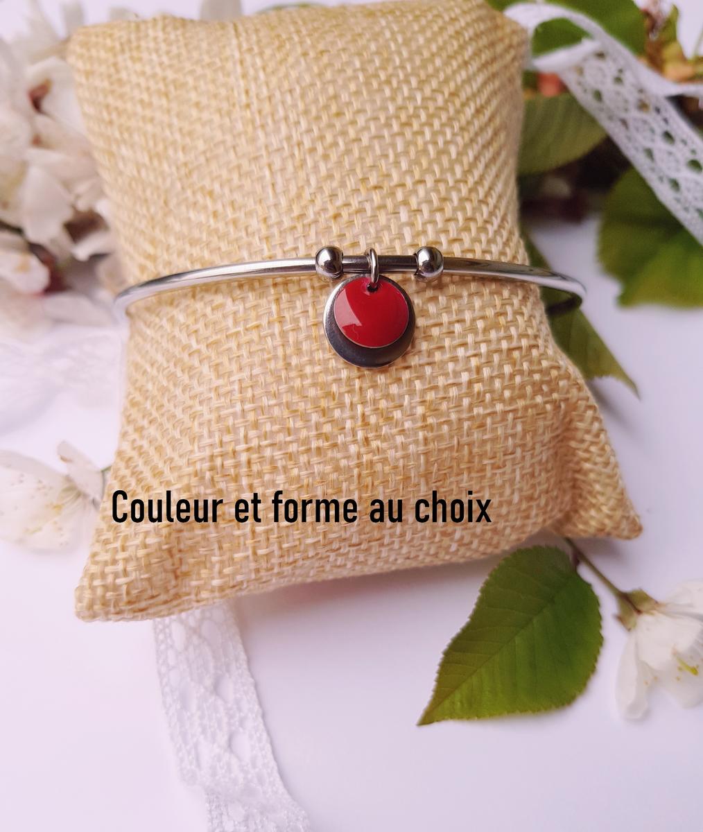 Bracelet fait main en inox personnalisable - sequin rond coloré et argenté