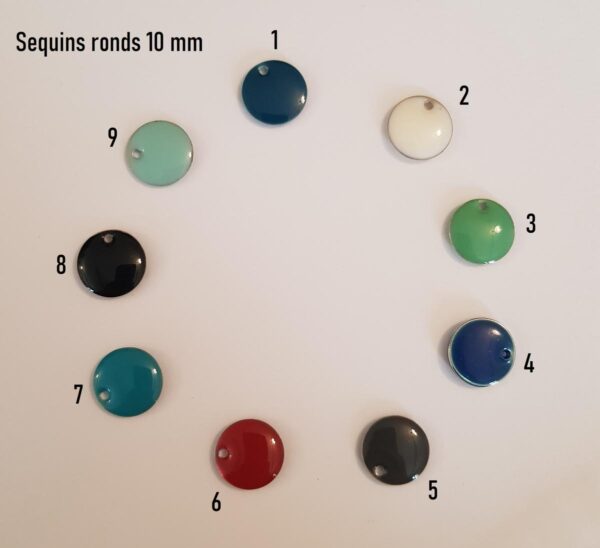 Couleur au choix sequins ronds 10 mm