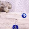 Boucles d'oreilles inox - ancre marine et sequin bleue Boucles d'oreilles inox - ancre marine et sequin bleue