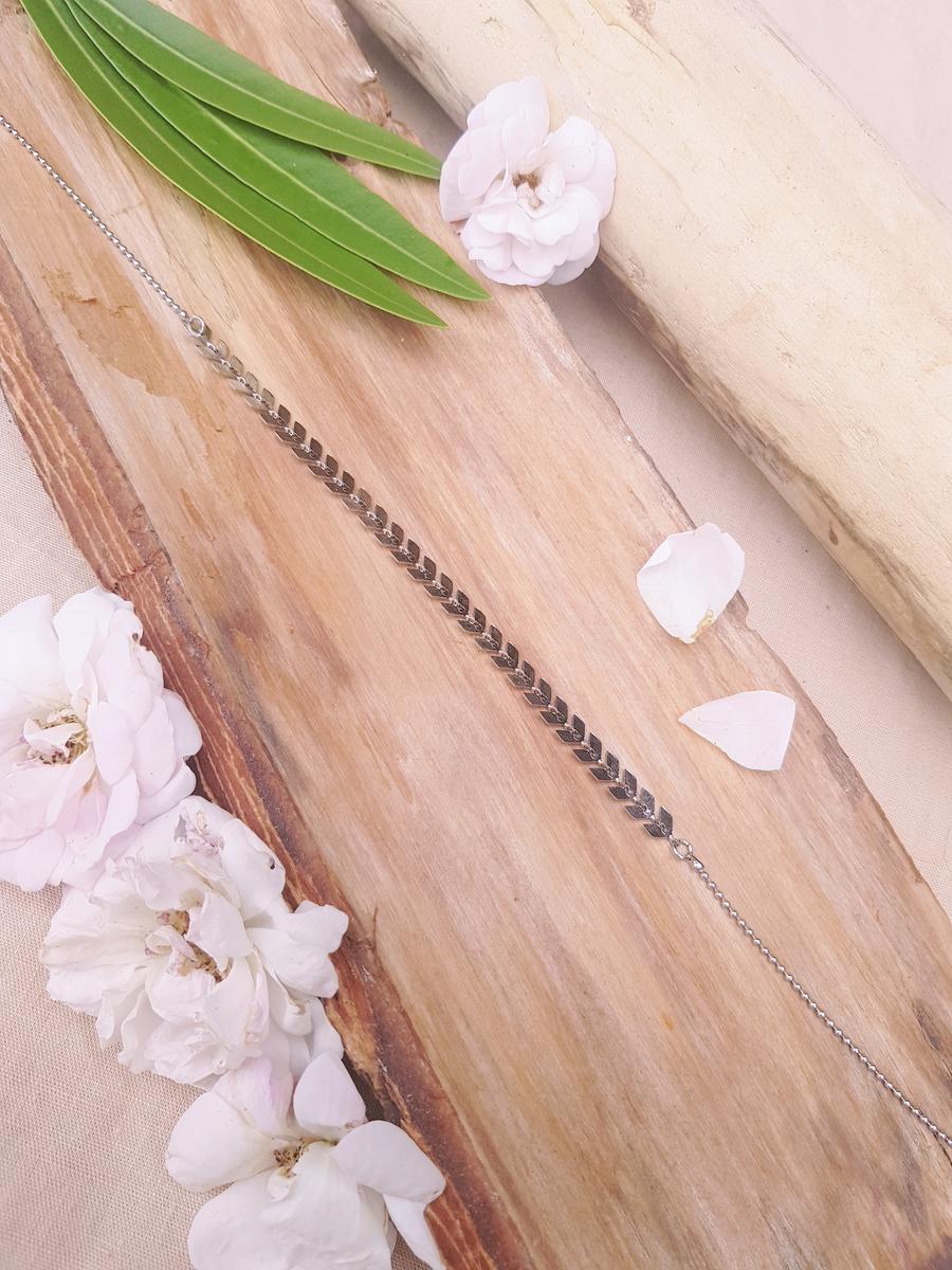 Headband inox fait main - Chaîne épi et chaîne billes argentées. Calino crea Headband inox fait main - Chaîne épi et chaîne billes argentées. Calino crea