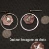 Boucles d'oreilles inox personnalisables - Anneau et hexagone résine