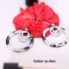 Boucles d'oreilles inox personnalisables - Créole résine et cercle ajouré Boucles d'oreilles inox personnalisables - Créole résine et cercle ajouré
