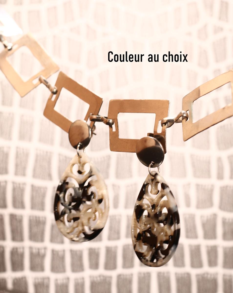 Boucles d'oreilles inox personnalisables - Clou rond et goutte résine