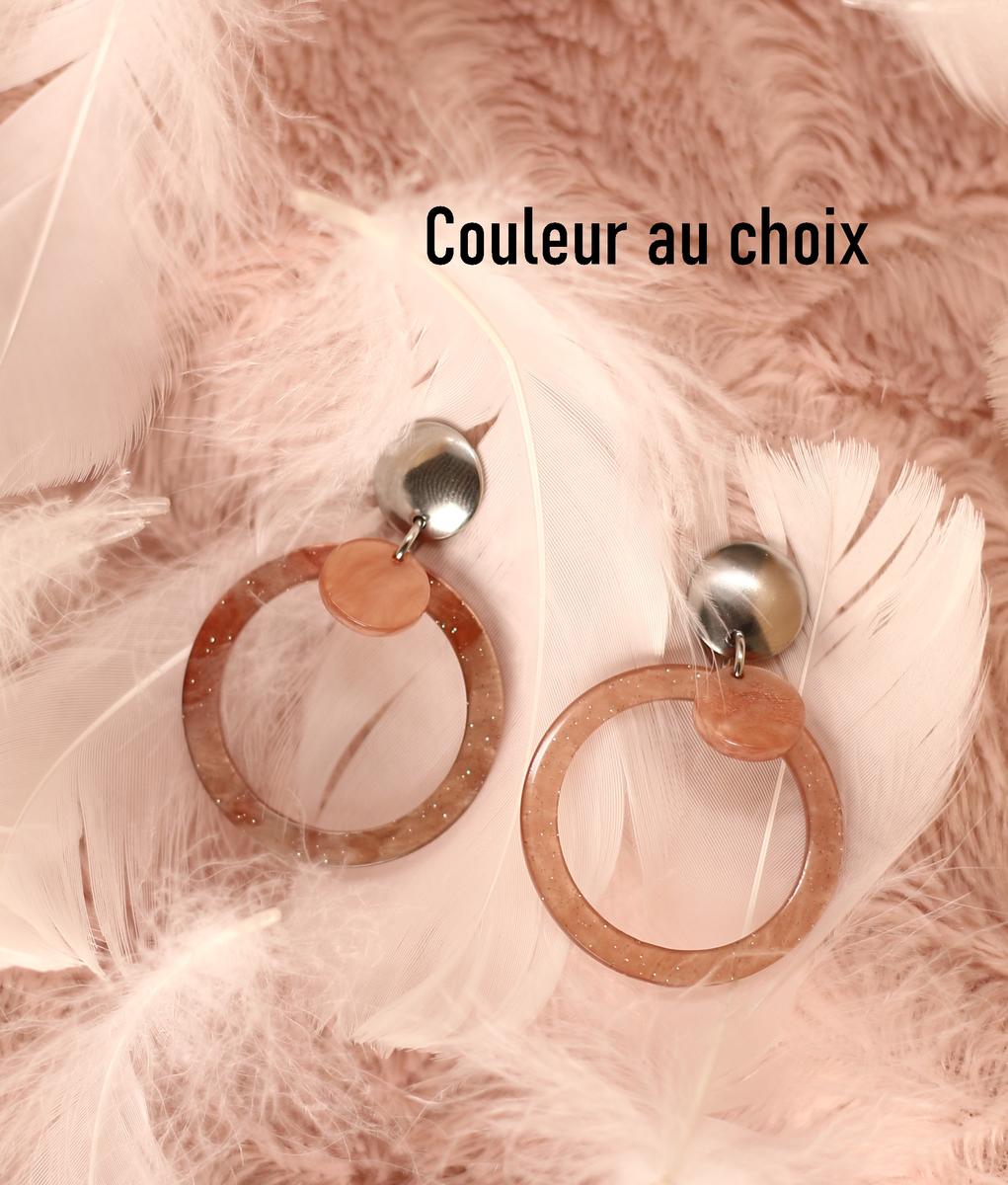 Boucles d'oreilles inox personnalisables - Créole et sequin résine Boucles d'oreilles inox personnalisables - Créole et sequin résine