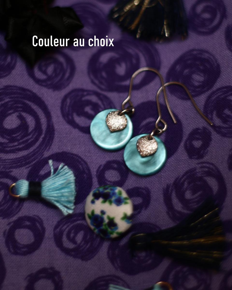 Boucles d'oreilles inox personnalisables - Losange pailleté et sequin résine Boucles d'oreilles inox personnalisables - Losange pailleté et sequin résine