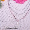 Collier inox personnalisable - double chaîne et sequin goutte colorée