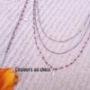 Bracelet et collier inox personnalisable - double chaîne et sequin goutte colorée