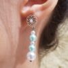 Boucles d'oreilles inox mariage fait main - Perles blanches et bleues. Calino Crea Boucles d'oreilles inox mariage fait main - Perles blanches et bleues. Calino Crea