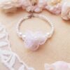 Bracelet inox mariage - Perles et fleur blanches