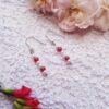 Boucles d'oreilles inox mariage fait main - Perles blanches et rouges. Calino Crea
