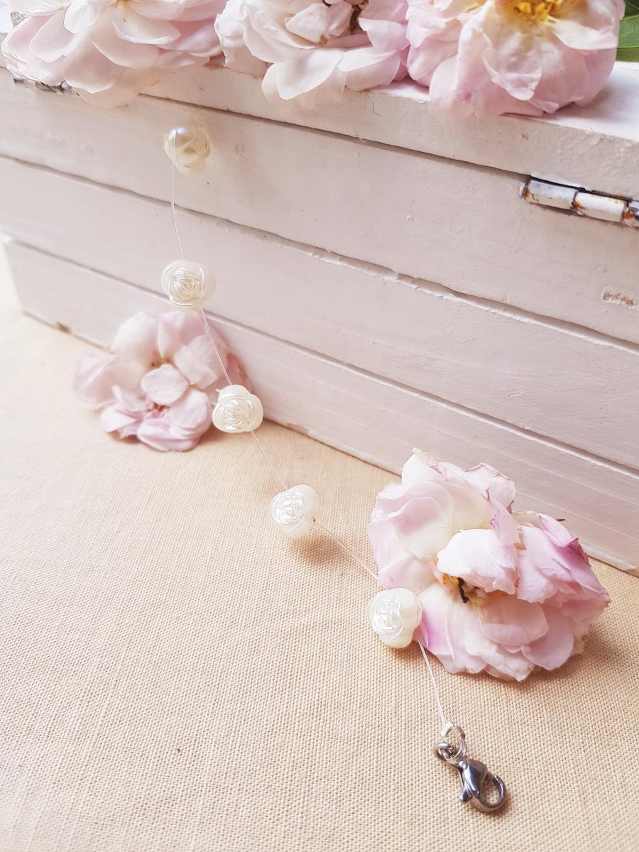 Bracelet inox mariage fait main - Perles roses blanches. Calino Crea