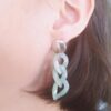 Boucles d'oreilles inox fait main - chaîne maillons menthe et argentés. Calino Crea
