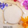 Chaîne de cheville inox personnalisable fait main - étoiles et sequins émaillés blancs. Calino Crea