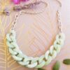 Collier inox personnalisable fait main - chaîne maillons menthe et argentés. Calino Crea