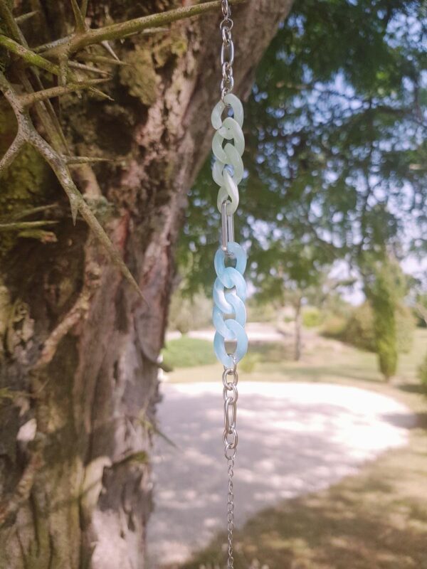 Bracelet homme ou femme inox personnalisable fait main - chaîne maillons bicolores menthe et bleu. Calino Crea