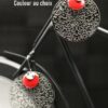 Boucles d'oreilles inox personnalisables - Filigrane et sequin émaillé rouge