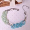 Bracelet homme ou femme inox personnalisable fait main - chaîne maillons bicolores menthe et bleu. Calino Crea