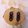 Boucles d'oreilles inox personnalisables artisanales - Puce argentée et chaîne maillons noir. Calino Créa