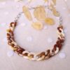 Collier inox artisanal - chaîne maillons marron, beige et argenté. Calino Créa