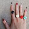 Bague résine fleur- numérotées Bague inox personnalisable - fleur résine de couleur au choix