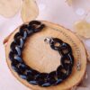 Bracelet inox personnalisable artisanal - chaîne acrylique maillons noir. Calino Créa