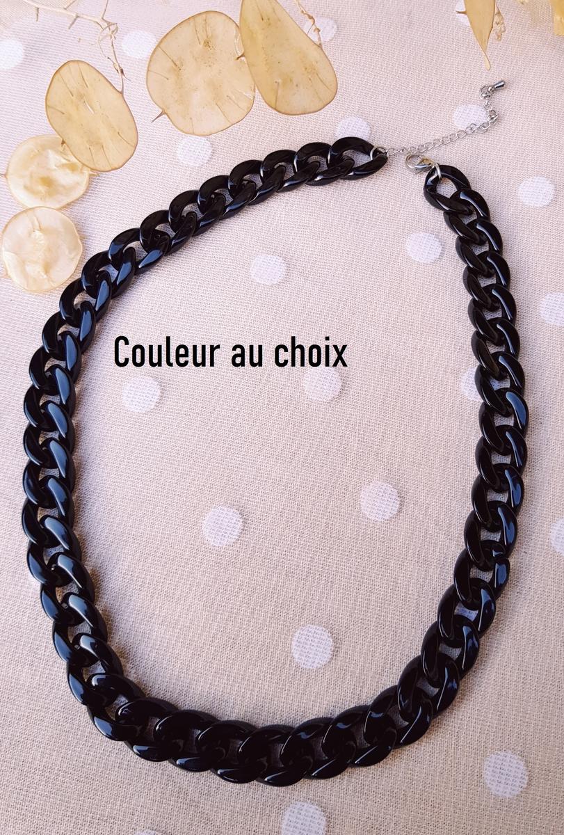 Collier inox personnalisable artisanal - chaîne maillons noirs. Calino Créa