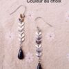 Boucles d'oreilles inox personnalisables artisanales - Chaîne épi argentée et sequin émaillé goutte. Calino Créa Boucles d'oreilles inox personnalisables artisanales - Chaîne épi argentée et sequin émaillé goutte. Calino Créa