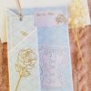 Carte et marque-page artisanaux- Corsage et rose "Bonne Fête" bleu clair et doré. Calino Créa