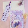Carte et marque-page artisanaux - Lavande et papillon "Bonne Fête" Mauve-violet. Calino Créa
