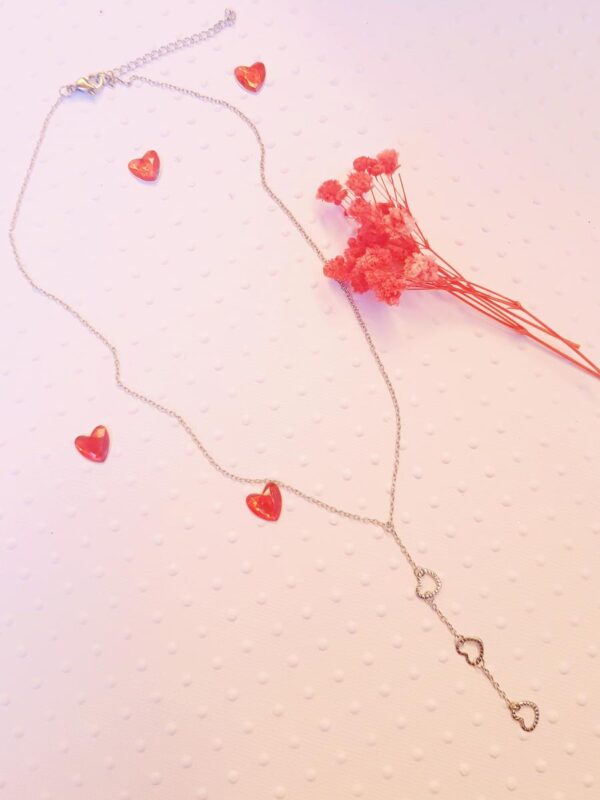 Processed with VSCO with preset Collier inox artisanal - Cascade de petits coeurs argentés