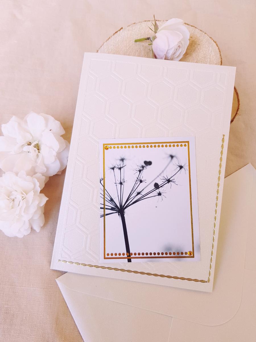Carte à bijoux double personnalisable artisanale - Pissenlit noir et blanc. Calino Créa