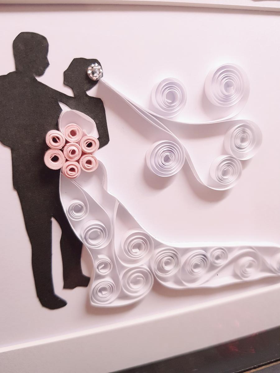 Tableau couple mariés personnalisable et artisanal - noir et blanc. Calino Créa