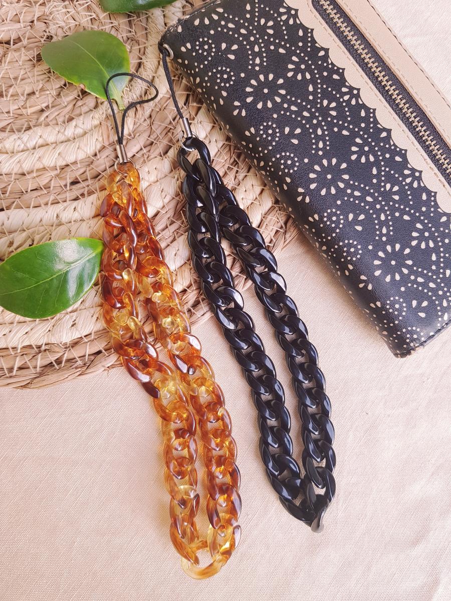 Attache / bijou pour portable artisanal - chaîne acrylique. Calino Créa